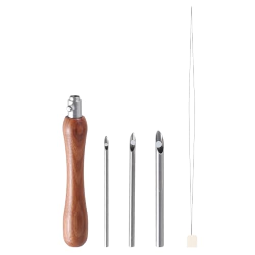 PLCPDM Stickstift mit Holzgriff, 7-teilig, mit 3 Nadelkopf und Einfädler, Stanznadel-Set für Stickerei, Handwerk, Verzierung PLCPDM Stickstift mit Holzgriff, 7-teilig, mit 3 Nadelkopf und Einfädler, Stanznadel-Set für Stickerei, Handwerk, Verzierung von PLCPDM