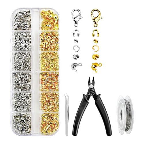 Quetschperlen-Set mit Crimpzange, Schmuckzubehör, Bastelzubehör, geeignet für Schmuckprojekte, 1200 Stück Quetschperlen-Set mit Crimpzange, Schmuckzubehör, Bastelzubehör, geeignet für Schmuckprojekte, 1200 Stück von PLCPDM
