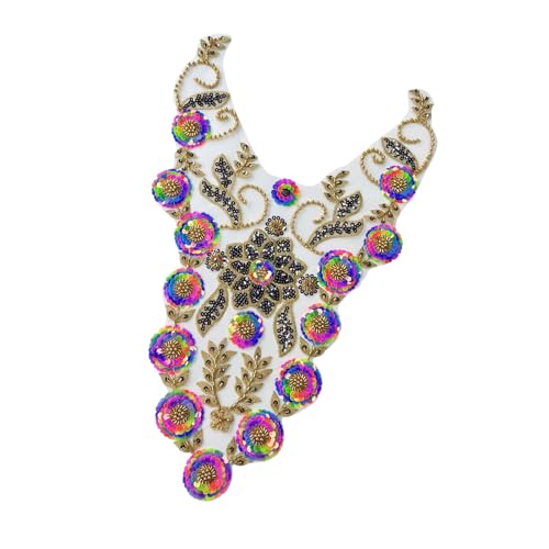 Stickerei-Applikation, Pailletten, Perlen, zum Aufnähen auf Kragen, Hochzeitskleid, Abendkleid, Dekoration Stickerei-Applikation, Pailletten, Perlen, zum Aufnähen auf Kragen, Hochzeitskleid, Abendkleid, Dekoration von PLCPDM