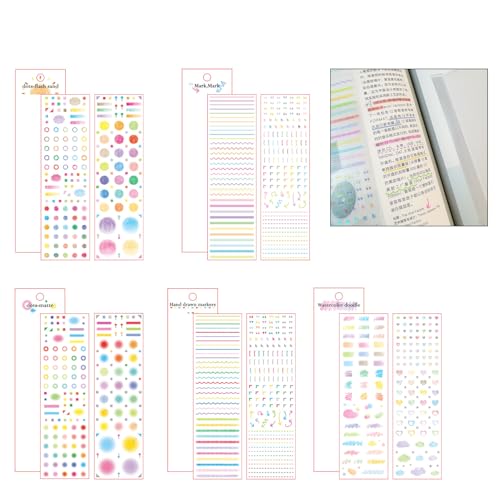 Tagebuch-Klebeband, bunt, gestanzt, PET-Aufkleber, mattes Finish, Klebeband für Scrapbooking, Tagebuch, Kalender, Planer, Verpackung, Tagebuch, Dekoration von PLCPDM