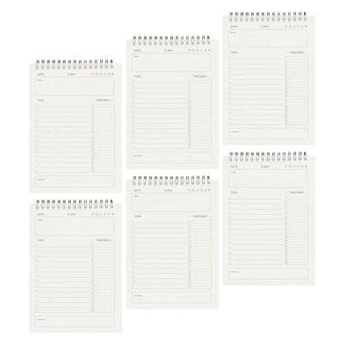 Tagesplaner, Notizbuch, 160 Seiten, undatiert, Tagesplaner, Notizbuch, Doppeldrahtbindung, Tagesplaner für Büro, Schule, 6 Stück von PLCPDM