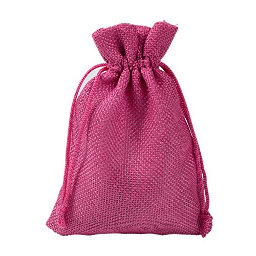 20 Stück 15 x 20cm Leinenbeutel Linen Drawstring Bags Natur Jutesäckchen mit Tunnelzug, PLECUPE Reine Farbe Aufbewahrungs Tasche Einfache Stil Schmuck Tasche mit Drawstring Candy Gift Bags, Rose Rot von PLECUPE