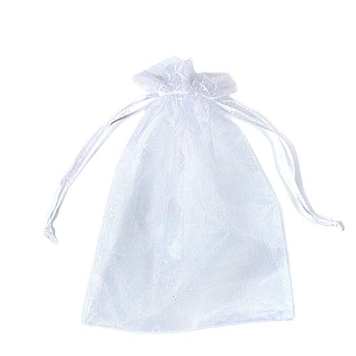 PLECUPE 100 Stück Organzasäckchen, Organzabeutel 13x18 cm, Tunnelzug Hochzeit Säckchen, Schmuckbeutel Drawstring Organza Bags Säckchen Beutel für Geschenke Schmuckaufbewahrung Verpacken - Weiß von PLECUPE