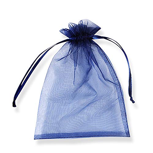 PLECUPE 100 Stück Organzasäckchen, Organzabeutel 20x30 cm, Tunnelzug Hochzeit Säckchen, Schmuckbeutel Säckchen Geschenkbeutel für Weihnachten Geschenke Schmuckaufbewahrung Verpacken - Blau#1 von PLECUPE