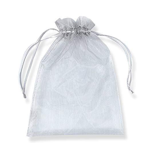 PLECUPE 100 Stück Organzasäckchen 10x15 cm, Organzabeutel Tunnelzug Hochzeit Säckchen, Schmuckbeutel Drawstring Organza Bags Säckchen Beutel für Geschenke Schmuckaufbewahrung Verpacken - Grau von PLECUPE