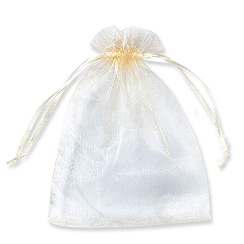 PLECUPE 100 Stück Organzasäckchen 10x15 cm, Organzabeutel Tunnelzug Hochzeit Säckchen, Schmuckbeutel Klein Geschenkbeutel für Geschenke Schmuckaufbewahrung Verpacken - Beige von PLECUPE