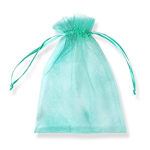 PLECUPE 100 Stück Organzasäckchen 7x9 cm, Organzabeutel Klein, Tunnelzug Organzasäckchen Süßigkeiten Beutel Saeckchen Geschenk, Hochzeit Säckchen Party Festival Beutel Bonbonsbeutel Candy Bags -Grün#3 von PLECUPE