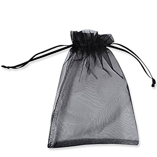 PLECUPE 100 Stück Organzasäckchen 16x22 cm, Organzabeutel Tunnelzug Hochzeit Säckchen, Schmuckbeutel Säckchen Geschenkbeutel für Weihnachten Geschenke Schmuckaufbewahrung Verpacken - Schwarz PLECUPE 100 Stück Organzasäckchen 16x22 cm, Organzabeutel Tunnelzug Hochzeit Säckchen, Schmuckbeutel Säckchen Geschenkbeutel für Weihnachten Geschenke Schmuckaufbewahrung Verpacken - Schwarz von PLECUPE