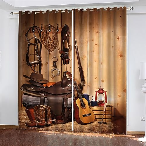 PLEETS Gardinen Cowboys & Gitarren Verdunkelungsvorhang 3D Druck Vorhänge Polyester Gardine für Schlafzimmer Kinderzimmer Wohnzimmer Dekoration 2 x B110 x H215 cm PLEETS Gardinen Cowboys & Gitarren Verdunkelungsvorhang 3D Druck Vorhänge Polyester Gardine für Schlafzimmer Kinderzimmer Wohnzimmer Dekoration 2 x B110 x H215 cm von PLEETS