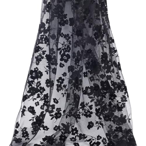 PLIGREAT 1 Yard Blumengestickter Spitzenstoff 59" Breite Exquisiter Schwarzer Rosen Tüll Spitzenstoff Für Hochzeit Brautkleid Party Abendkleid Heimdekoration DIY Kleidungsdesign PLIGREAT 1 Yard Blumengestickter Spitzenstoff 59" Breite Exquisiter Schwarzer Rosen Tüll Spitzenstoff Für Hochzeit Brautkleid Party Abendkleid Heimdekoration DIY Kleidungsdesign von PLIGREAT