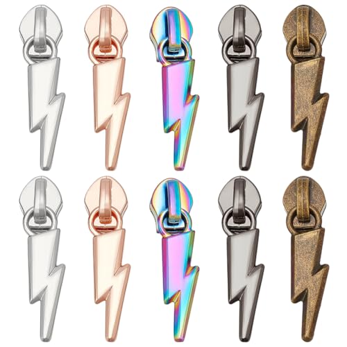 PLIGREAT 10 Stück # 5 Lightning Anhänger Reißverschluss zieht Nylon Coil Reißverschluss Kopf Ersatz Metall Reißverschluss Schieber für Geldbörsen Tasche Kleidung Schneider Nähhandwerk PLIGREAT 10 Stück # 5 Lightning Anhänger Reißverschluss zieht Nylon Coil Reißverschluss Kopf Ersatz Metall Reißverschluss Schieber für Geldbörsen Tasche Kleidung Schneider Nähhandwerk von PLIGREAT