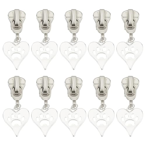 PLIGREAT 10 Stück Herz Pfoten Reißverschluss Pulls Silber Reißverschluss # 5 Ersatzsatz Universal Reißverschluss Reparatursatz für Jacke Gepäcktasche Schneiderei Shop Zubehör PLIGREAT 10 Stück Herz Pfoten Reißverschluss Pulls Silber Reißverschluss # 5 Ersatzsatz Universal Reißverschluss Reparatursatz für Jacke Gepäcktasche Schneiderei Shop Zubehör von PLIGREAT
