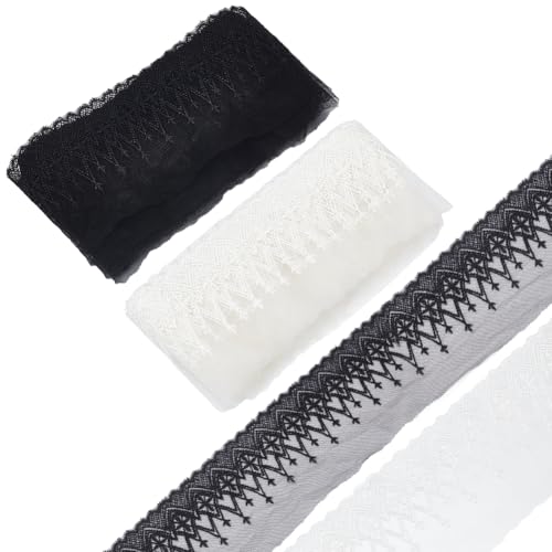 PLIGREAT 10 Yards weißes Spitzenband 9 cm breit Fransen Spitzenbordüre Besätze zarte Spitzenbesatz Stoff Stickerei Spitzenband zum Nähen Hochzeit Geschenkverpackung Weihnachtsdekoration (weiß/schwarz) PLIGREAT 10 Yards weißes Spitzenband 9 cm breit Fransen Spitzenbordüre Besätze zarte Spitzenbesatz Stoff Stickerei Spitzenband zum Nähen Hochzeit Geschenkverpackung Weihnachtsdekoration (weiß/schwarz) von PLIGREAT