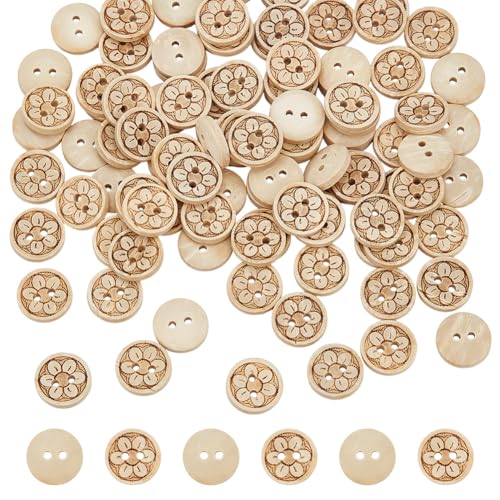 PLIGREAT 100 Stück 13 mm kleine Nähknöpfe Kokosnussschale Blume Holzknöpfe 2 Löcher Vintage Kunst Bulk Knöpfe für Hemden DIY Handwerk Nähprojekte dekorativ PLIGREAT 100 Stück 13 mm kleine Nähknöpfe Kokosnussschale Blume Holzknöpfe 2 Löcher Vintage Kunst Bulk Knöpfe für Hemden DIY Handwerk Nähprojekte dekorativ von PLIGREAT