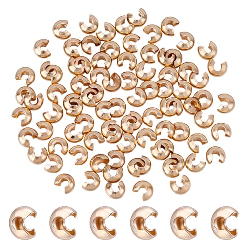 PLIGREAT 100 Stück 14 Karat Gold Gefüllt 3mm Kleine Quetschperlen Knotenabdeckung Lose Perlen Halbrunde Offene Quetschperlen Für DIY Armbänder Halsketten Schmuckherstellung PLIGREAT 100 Stück 14 Karat Gold Gefüllt 3mm Kleine Quetschperlen Knotenabdeckung Lose Perlen Halbrunde Offene Quetschperlen Für DIY Armbänder Halsketten Schmuckherstellung von PLIGREAT
