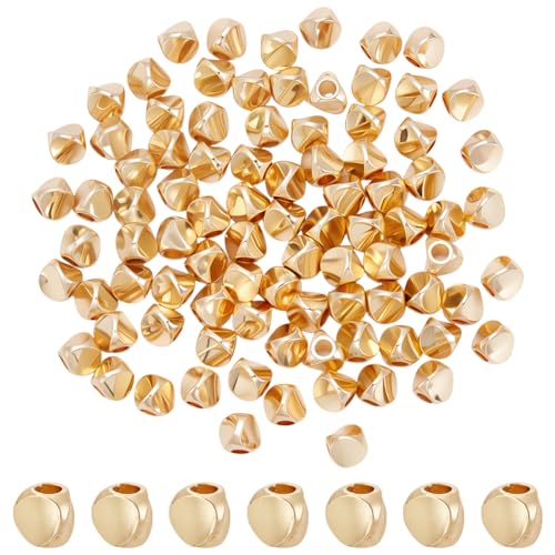PLIGREAT 100 Stück 14 Karat vergoldete Abstandshalter-Perlen, 3 mm, verdrehte Messingperlen, unregelmäßige Abstandshalter, Perlen für DIY-Halsketten, Armbänder, Schmuckherstellung PLIGREAT 100 Stück 14 Karat vergoldete Abstandshalter-Perlen, 3 mm, verdrehte Messingperlen, unregelmäßige Abstandshalter, Perlen für DIY-Halsketten, Armbänder, Schmuckherstellung von PLIGREAT