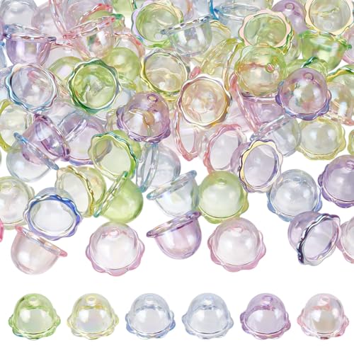 PLIGREAT 100 Stück Acryl-Glocken-Blumenkegel-Charms, 2,3 x 1,3 cm, klare Kegel, Quallen, Blumen-Perlenkappen, Glockenblume, Trompete, florale Abstandshalter, Perlen für Bastelarbeiten PLIGREAT 100 Stück Acryl-Glocken-Blumenkegel-Charms, 2,3 x 1,3 cm, klare Kegel, Quallen, Blumen-Perlenkappen, Glockenblume, Trompete, florale Abstandshalter, Perlen für Bastelarbeiten von PLIGREAT