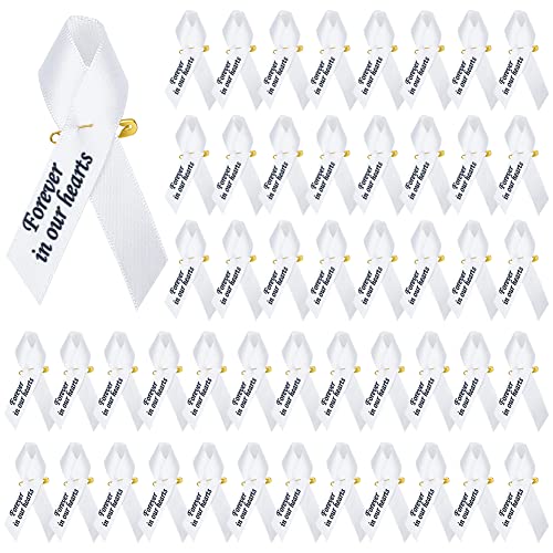 PLIGREAT 100 Stück Trauer und Kondolenz Schleifen Gedenkband Beerdigungsnadeln Weiße Trauerschleife Meditation Schleife für Beerdigung Veranstaltung Trauer Gedenktag von PLIGREAT