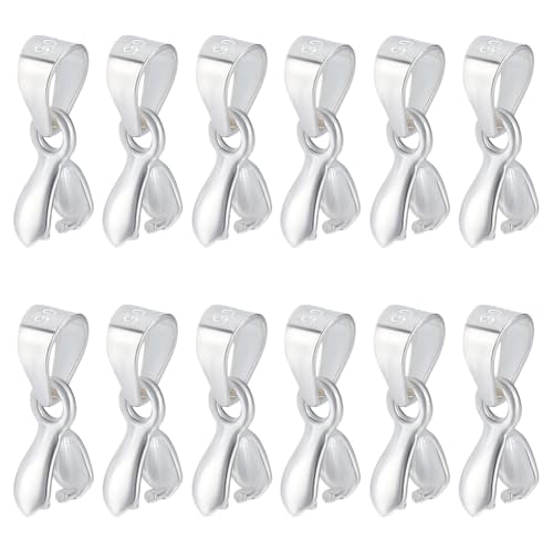 PLIGREAT 12 Stück 925 Sterling Silber Pinch Bails Halskette Anhänger Pinch Clip Verschluss Bail Haken baumeln Charms Anhänger Verschluss Verbinder für die Schmuckherstellung Zubehör von PLIGREAT