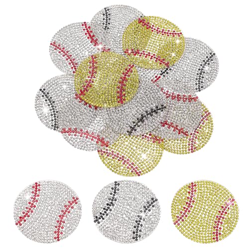 PLIGREAT 12 Stück Bling Strass Baseball Aufbügler Flicken 5 cm Wärmeübertragung Kristall Patch Kleidung Reparatur Applikation Nähen auf Fixes für T-Shirts Jacke Kleidung DIY Handwerk von PLIGREAT