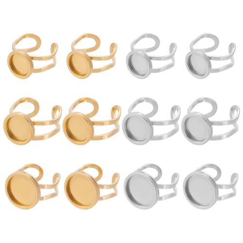 PLIGREAT 12 Stück Edelstahl Ringrohlinge 10mm /12mm /14mm Fingerring Rohling Basis Lünetten Tabletts Verstellbare Flache Runde Pad Ringe Befunde Für Die DIY Schmuckherstellung Gold Und Silber PLIGREAT 12 Stück Edelstahl Ringrohlinge 10mm /12mm /14mm Fingerring Rohling Basis Lünetten Tabletts Verstellbare Flache Runde Pad Ringe Befunde Für Die DIY Schmuckherstellung Gold Und Silber von PLIGREAT