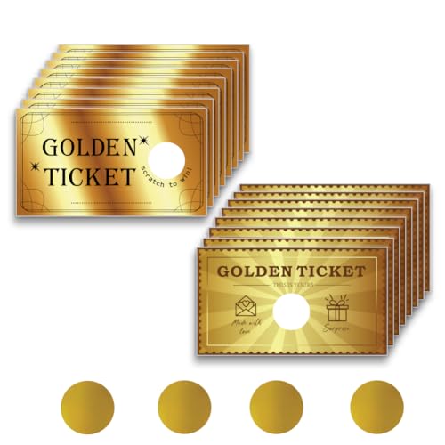 PLIGREAT 120 Packung Golden Ticket Rubbellose Mit Aufklebern Zum Selbermachen Ihrer Eigenen Rubbelkarten Rubbellose DIY Gutscheinkarten Für Kleine Unternehmen Urlaub Brautparty Aktivität Partyzubehör PLIGREAT 120 Packung Golden Ticket Rubbellose Mit Aufklebern Zum Selbermachen Ihrer Eigenen Rubbelkarten Rubbellose DIY Gutscheinkarten Für Kleine Unternehmen Urlaub Brautparty Aktivität Partyzubehör von PLIGREAT