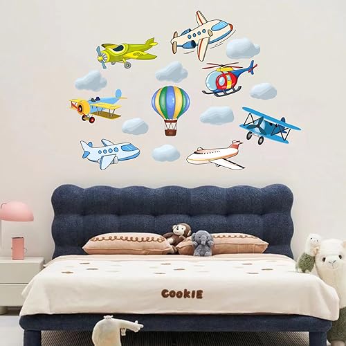PLIGREAT 15 Stück Flugzeug Wolken Flugzeuge Wandaufkleber für Kinderzimmer Wohnzimmer Schlafzimmer Kinderzimmer Wanddekoration abnehmbare Heißluftballon Wandaufkleber DIY Home Indoor Wall Art Decor PLIGREAT 15 Stück Flugzeug Wolken Flugzeuge Wandaufkleber für Kinderzimmer Wohnzimmer Schlafzimmer Kinderzimmer Wanddekoration abnehmbare Heißluftballon Wandaufkleber DIY Home Indoor Wall Art Decor von PLIGREAT
