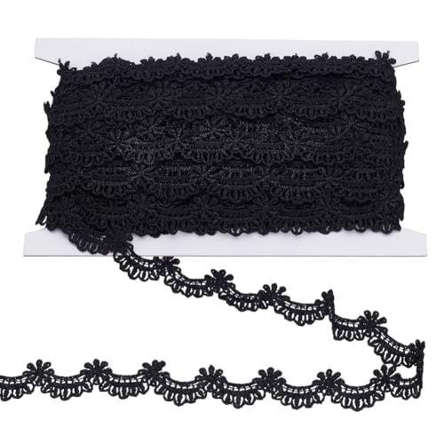 PLIGREAT 15 Yards schwarze Spitzenbesatz 2 cm breit gewellte Stickerei Spitze schmale Venedig Spitze Besatz Stoff Stickerei Spitzenband zum Nähen Brautkleid Geschenkverpackung Dekorationen PLIGREAT 15 Yards schwarze Spitzenbesatz 2 cm breit gewellte Stickerei Spitze schmale Venedig Spitze Besatz Stoff Stickerei Spitzenband zum Nähen Brautkleid Geschenkverpackung Dekorationen von PLIGREAT