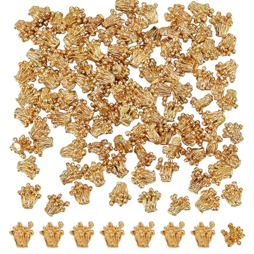 PLIGREAT 160 Stück Blumenstempelformen, 6,5 x 6,8 mm, Legierung, Goldstaub für Schmuckherstellung, Blütenverbindung, Handwerk, Großpackung Perlenkappen, Zubehör für DIY Handwerk von PLIGREAT