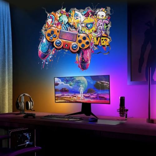 PLIGREAT 2 Blätter 3D Gamer Wandaufkleber Graffiti Spielkonsole Wandtattoos Vinyl Videospiel Wandkunst Aufkleber abnehmbare Wanddekoration für Spielzimmer Schlafzimmer Wohnzimmer Kindergarten Schule PLIGREAT 2 Blätter 3D Gamer Wandaufkleber Graffiti Spielkonsole Wandtattoos Vinyl Videospiel Wandkunst Aufkleber abnehmbare Wanddekoration für Spielzimmer Schlafzimmer Wohnzimmer Kindergarten Schule von PLIGREAT