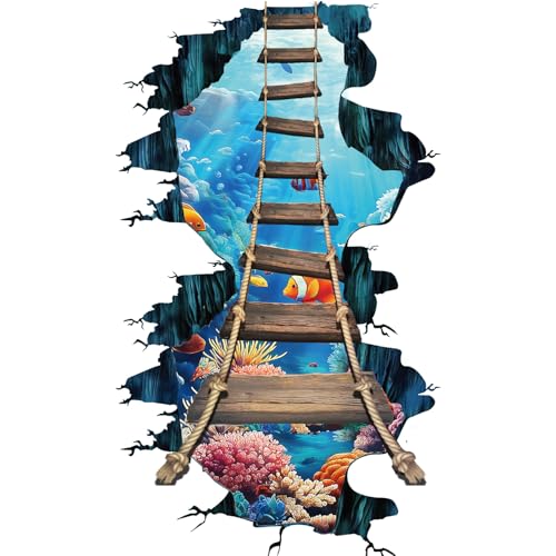 PLIGREAT 2 Blatt 3D Boden Aufkleber, Unterwasserbrücke Wandtattoos Vinyl Meer Welt Ozean Brücke Wandaufkleber abnehmbare Wanddekoration für Schlafzimmer Badezimmer Wohnzimmer Kindergarten Schule PLIGREAT 2 Blatt 3D Boden Aufkleber, Unterwasserbrücke Wandtattoos Vinyl Meer Welt Ozean Brücke Wandaufkleber abnehmbare Wanddekoration für Schlafzimmer Badezimmer Wohnzimmer Kindergarten Schule von PLIGREAT