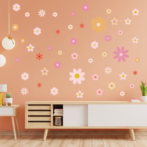 PLIGREAT 2 Blatt Bunte Gänseblümchen Blumen Wandaufkleber DIY Helle Blumen Entfernbare Vinyl Wandaufkleber Für Kinderzimmer Schlafzimmer Wohnzimmer Zuhause Hintergrund Fenster Wandkunst Dekor von PLIGREAT