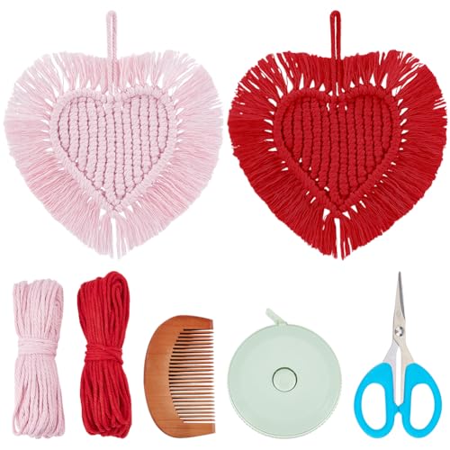 PLIGREAT 2 Sets Valentinstag Herz Makramee Hängeset Rot Rosa Herz Makramee Ornament für Wohnzimmer Schlafzimmer Fenster Wandbehang Valentinsbaum Home Decor Handgemachte Kordel Knüpfset mit Anleitung PLIGREAT 2 Sets Valentinstag Herz Makramee Hängeset Rot Rosa Herz Makramee Ornament für Wohnzimmer Schlafzimmer Fenster Wandbehang Valentinsbaum Home Decor Handgemachte Kordel Knüpfset mit Anleitung von PLIGREAT