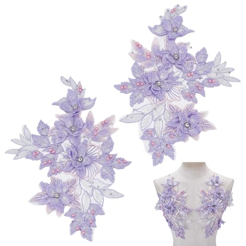 PLIGREAT 2 Stück 3D Bestickte Blumen Spitzenapplikationen Perlenapplikationen Zum Aufnähen Auf Spitzenstoff Für DIY Kleider Hochzeitskleidung Dekoration Aufnäher Zubehör Lila PLIGREAT 2 Stück 3D Bestickte Blumen Spitzenapplikationen Perlenapplikationen Zum Aufnähen Auf Spitzenstoff Für DIY Kleider Hochzeitskleidung Dekoration Aufnäher Zubehör Lila von PLIGREAT