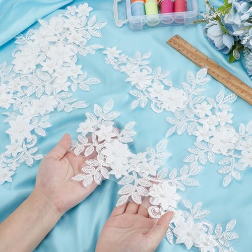 PLIGREAT 2 Stück 3D Spitze Blumenn bestickte Applikation, Perlen Strass Blumen Applikationen Patches Nähen auf Patches Stoff Applikationen für DIY Hochzeit Braut Kleider Kleidung Accessoires, Weiß PLIGREAT 2 Stück 3D Spitze Blumenn bestickte Applikation, Perlen Strass Blumen Applikationen Patches Nähen auf Patches Stoff Applikationen für DIY Hochzeit Braut Kleider Kleidung Accessoires, Weiß von PLIGREAT