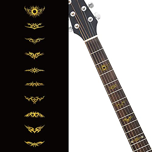 PLIGREAT 2 Stück Gitarrenhals Griffbrettaufkleber, Inlay Sticker Set Gitarre Totem Design, DIY Gitarrenaufkleber Abziehbilder Für Musikgitarre Bass Akustikgitarre E Gitarre, Golden PLIGREAT 2 Stück Gitarrenhals Griffbrettaufkleber, Inlay Sticker Set Gitarre Totem Design, DIY Gitarrenaufkleber Abziehbilder Für Musikgitarre Bass Akustikgitarre E Gitarre, Golden von PLIGREAT