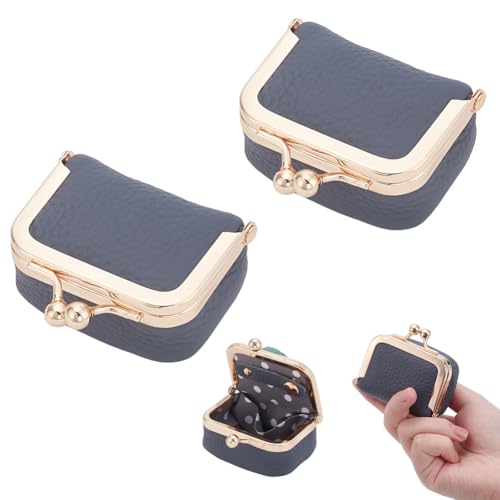PLIGREAT 2 Stück Mini Schmuckschatulle Aus Echtem Leder Kleine Blaue Reise Schmuck Csae Organizer Tragbare Aufbewahrungstasche Münzgeldbörse Mit Schloss Für Damen Ringe Ohrringe Schmuck von PLIGREAT