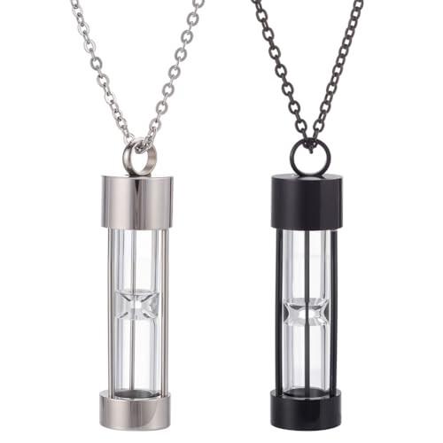 PLIGREAT 2 Stück Sanduhr Flaschenanhänger Aus Edelstahl Glasfläschchen Halskettenanhänger Erinnerungs Wunschflaschen Charms Mit Ketten Zur Schmuckherstellung DIY Dekoration PLIGREAT 2 Stück Sanduhr Flaschenanhänger Aus Edelstahl Glasfläschchen Halskettenanhänger Erinnerungs Wunschflaschen Charms Mit Ketten Zur Schmuckherstellung DIY Dekoration von PLIGREAT