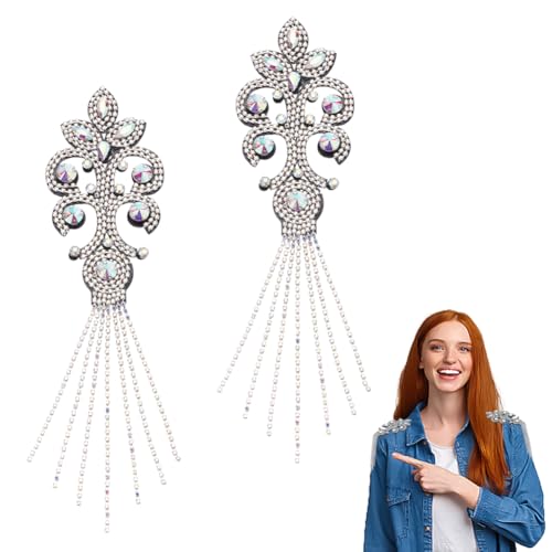 PLIGREAT 2 Stück Strass Epauletten Schulterbesatz Fransenflicken Silberne Applikationen Nähflicken Kristall Glänzend Abzeichen Für Damen DIY Kleidung PLIGREAT 2 Stück Strass Epauletten Schulterbesatz Fransenflicken Silberne Applikationen Nähflicken Kristall Glänzend Abzeichen Für Damen DIY Kleidung von PLIGREAT
