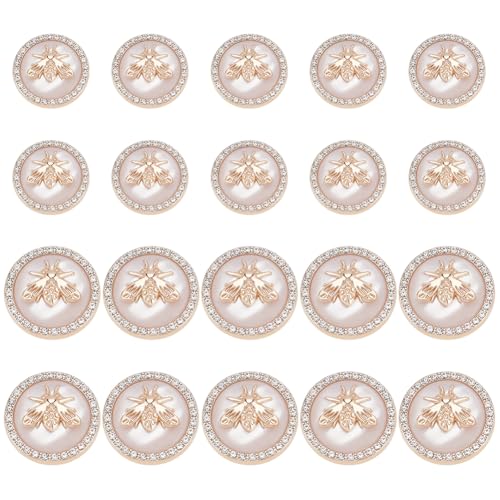 PLIGREAT 20 Stück Ösenknöpfe Mit Metall Strass Modische Bienenknöpfe Goldweiße Knöpfe Mit 3D Bienen 18mm 23mm Knöpfe Für Kleidung Pullover Mantel Anzug DIY Nähzubehör Für Brautkleider PLIGREAT 20 Stück Ösenknöpfe Mit Metall Strass Modische Bienenknöpfe Goldweiße Knöpfe Mit 3D Bienen 18mm 23mm Knöpfe Für Kleidung Pullover Mantel Anzug DIY Nähzubehör Für Brautkleider von PLIGREAT