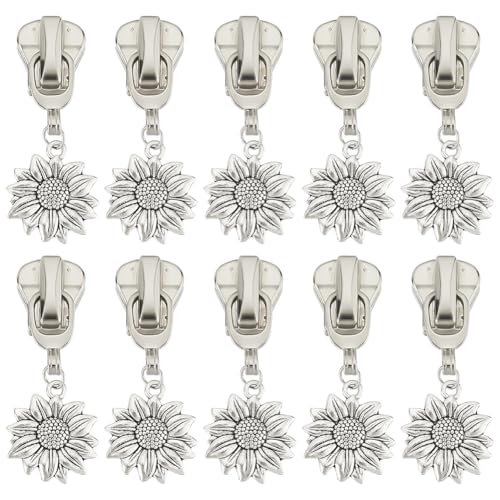 PLIGREAT 20 Stücke Sonnenblume Reißverschluss Pulls Silber Reißverschluss # 5 Ersatz-Reparatursatz Universal Reißverschluss Reparatursätze für Jacke Gepäcktasche Schneiderei Shop Zubehör PLIGREAT 20 Stücke Sonnenblume Reißverschluss Pulls Silber Reißverschluss # 5 Ersatz-Reparatursatz Universal Reißverschluss Reparatursätze für Jacke Gepäcktasche Schneiderei Shop Zubehör von PLIGREAT