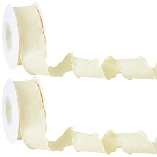 PLIGREAT 20 Yards gelber Rüschenstoff-Besatz, 4 cm breit, doppelt gerüschter Rand, Band mit Spule, Chiffon-Polyester-Besatz für Heimwerker, Nähen, Basteln, Geschenkverpackung, Blumenstrauß, Hochzeit PLIGREAT 20 Yards gelber Rüschenstoff-Besatz, 4 cm breit, doppelt gerüschter Rand, Band mit Spule, Chiffon-Polyester-Besatz für Heimwerker, Nähen, Basteln, Geschenkverpackung, Blumenstrauß, Hochzeit von PLIGREAT
