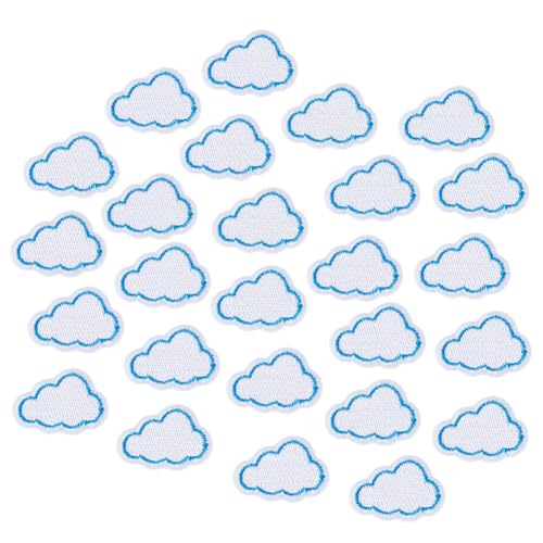 PLIGREAT 26 Stück Kleine Wolken Patches Mini Cartoon Wolke Zum Aufbügeln Und Aufnähen Bestickter Aufkleber Blaue Kanten Reparatur Applikationen Für Kleidung Hüte Taschen DIY Basteln Dekoration von PLIGREAT