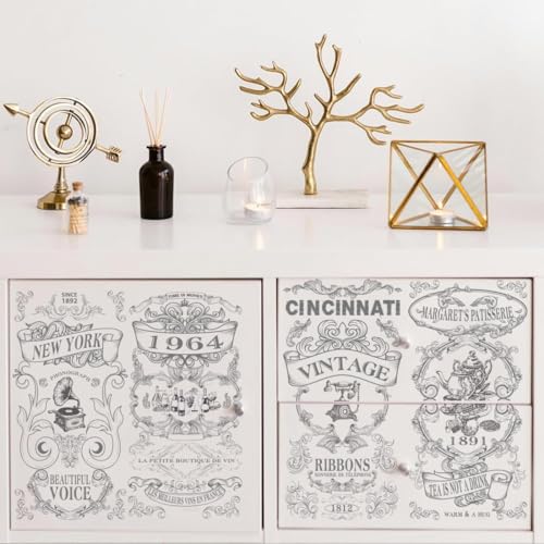 PLIGREAT 3 Blätter Vintage Reiben auf Transfers für Handwerk und Möbel Skizze Muster Text Reiben auf Aufkleber Retro Stil Transfer Aufkleber für Holz Kommoden Schrank Keramik Scrapbooking Dekorativ PLIGREAT 3 Blätter Vintage Reiben auf Transfers für Handwerk und Möbel Skizze Muster Text Reiben auf Aufkleber Retro Stil Transfer Aufkleber für Holz Kommoden Schrank Keramik Scrapbooking Dekorativ von PLIGREAT