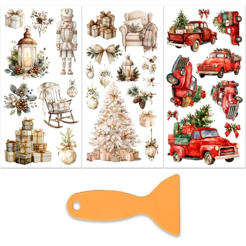 PLIGREAT 3 Blatt Weihnachtsdekorationen Transferaufkleber Zum Aufreiben Zum Basteln Weihnachtsbaum LKW Wasserfest UV Abziehbilder Zum Aufreiben Für Möbel Schränke Kommoden Keramik Transferpapier PLIGREAT 3 Blatt Weihnachtsdekorationen Transferaufkleber Zum Aufreiben Zum Basteln Weihnachtsbaum LKW Wasserfest UV Abziehbilder Zum Aufreiben Für Möbel Schränke Kommoden Keramik Transferpapier von PLIGREAT