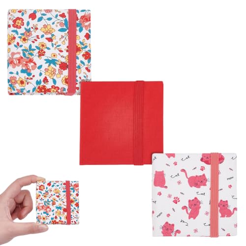 PLIGREAT 3 Stück Kleines Aquarell Skizzenbuch 6x6 cm Quadratische Stoffabdeckung Skizzenbuch 300g Rot tragbare Texturierte Zeichenpapiere Reise Kunst von PLIGREAT