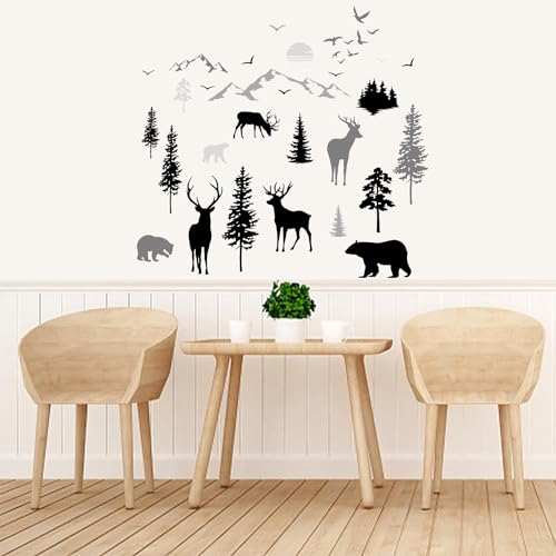 PLIGREAT 35 Stück Wald Tiere Wandtattoo Schwarz-Weiß Landschaft Malerei Wand Art Decor Abnehmbare Hirsch Bäume Berge Wandtattoos Für Wohnzimmer Schlafzimmer Fenster Dekoration PLIGREAT 35 Stück Wald Tiere Wandtattoo Schwarz-Weiß Landschaft Malerei Wand Art Decor Abnehmbare Hirsch Bäume Berge Wandtattoos Für Wohnzimmer Schlafzimmer Fenster Dekoration von PLIGREAT