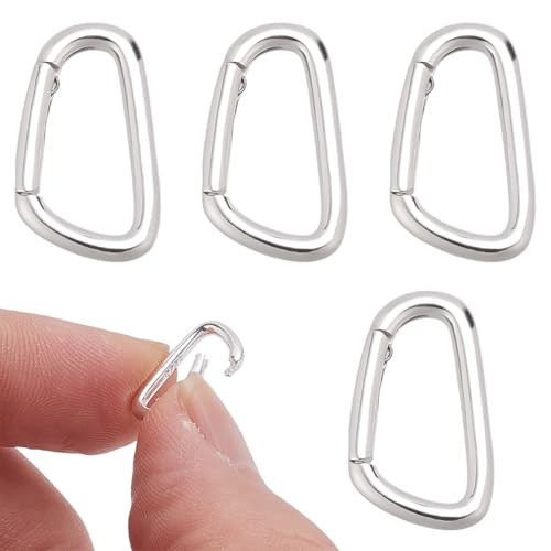 PLIGREAT 4 Stück 925 Silber Anhänger Verschluss, Halskette Verschlüsse und Verschlüsse Ringe Verbinder Karabiner Halskette Verkürzer Frühling Bügel Verschluss für Halskette Armband Schmuckherstellung von PLIGREAT