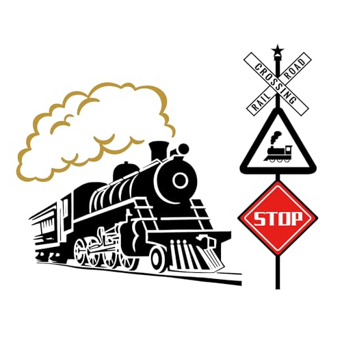 PLIGREAT 4 Stücke Vintage Zug Wandaufkleber Straßenschild Wandtattoos Abnehmbare Vinyl Wandtattoos für Kinderzimmer Schlafzimmer Wohnzimmer Spielzimmer Wand Ecke Dekor PLIGREAT 4 Stücke Vintage Zug Wandaufkleber Straßenschild Wandtattoos Abnehmbare Vinyl Wandtattoos für Kinderzimmer Schlafzimmer Wohnzimmer Spielzimmer Wand Ecke Dekor von PLIGREAT