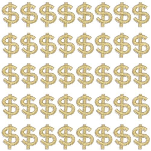 PLIGREAT 40 Stück Gold Dollar bestickte Aufnäher zum Aufbügeln, niedliches Geld-Symbol zum Aufnähen auf Applikation, kreatives Dollarzeichen, Kleidung, Patch für Jacken, Jeans, Kleid, Kappen, Taschen PLIGREAT 40 Stück Gold Dollar bestickte Aufnäher zum Aufbügeln, niedliches Geld-Symbol zum Aufnähen auf Applikation, kreatives Dollarzeichen, Kleidung, Patch für Jacken, Jeans, Kleid, Kappen, Taschen von PLIGREAT